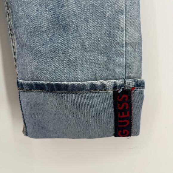 GUESS‎ 90s Y2K Trendy Vtg Light Colored Jeans Girls Size 8 Cuffed Pants Logo - Picture 4 of 11
